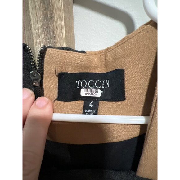 Toccin Womens Color Block Sleeveless Dress Size 4 Black & Tan - Picture 3 of 5